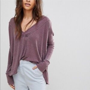 We The Free People Oceanview Plunging Top Wine